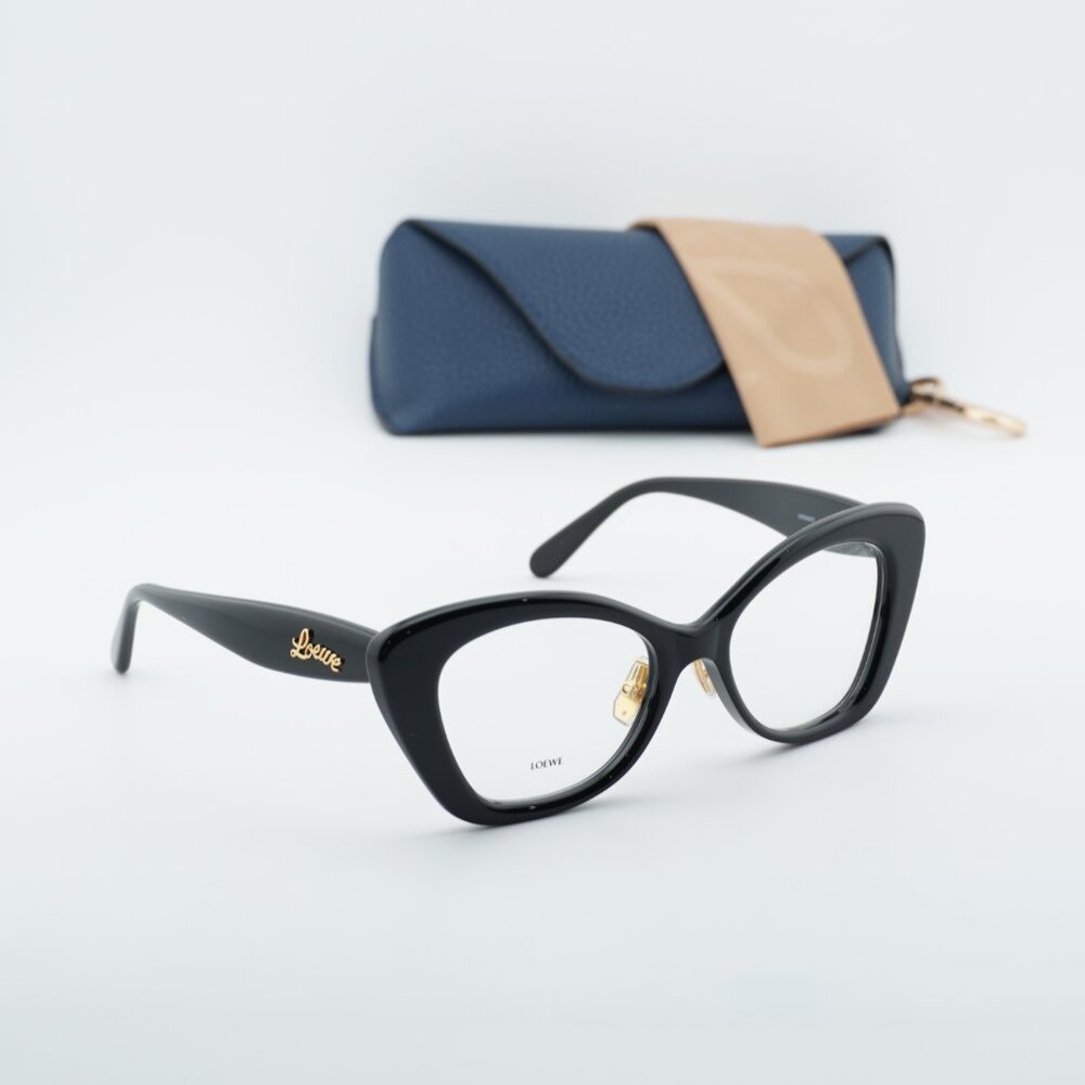 Loewe LW50067F 001 Cat Eye Eyeglasses - Shiny Black 52mm - Picture 5 of 9